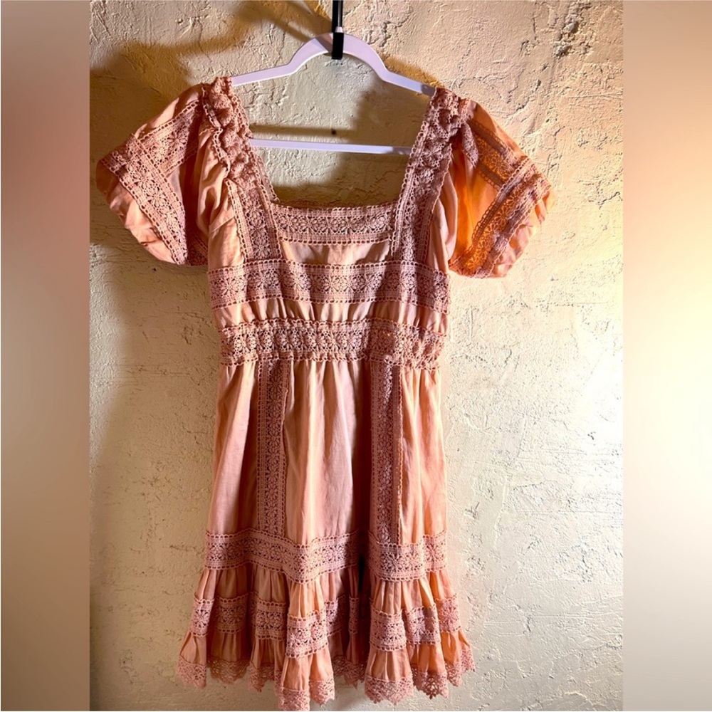 Vintage Victoria's Secret Peach Lace Cotton Dress